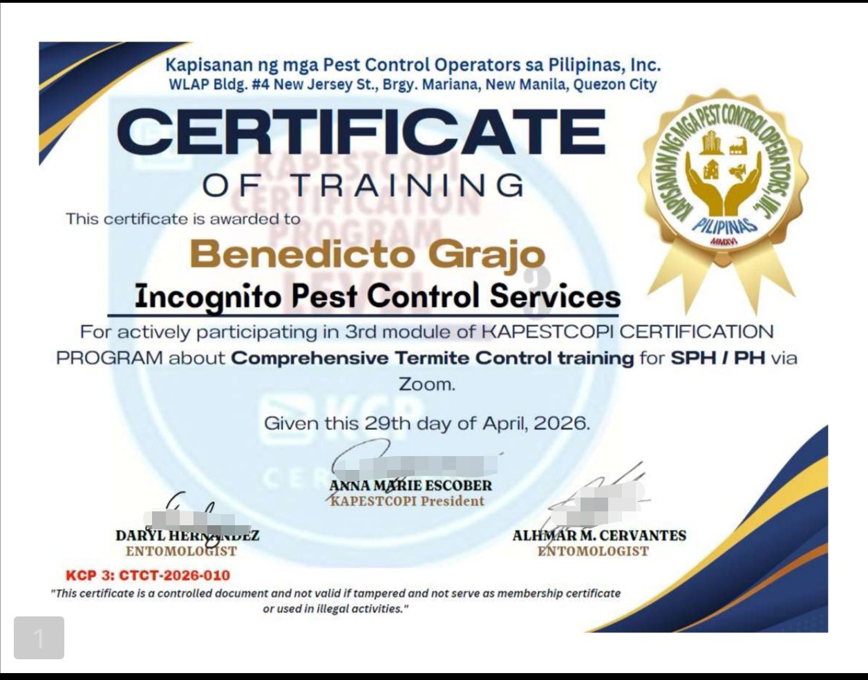 Certificates